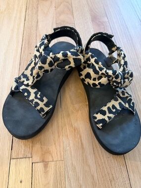 Loeffler Randall Leopard Print Knot Sandals
